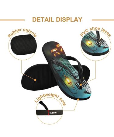 Mnsruu Castle House Halloween Bat Pumpkin Flip Flops - Multi-Colored Slippers for Men & Women | Perfect for Home Spa Travel & Bedrooms - Buy Online on GoSupps.com