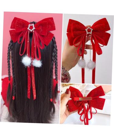 minkissy Hairpin Hair Bow for Women Bow Barrettes Women Bowknot Barrette Satin Bow Hair Barrette Hair Accessories for Girls Red Christmas Bow Bows for Women Child Princess Metal Headband - Buy Online on GoSupps.com