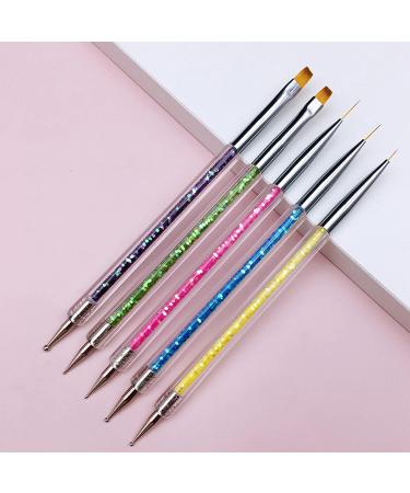 Waldd 5-Piece Nail Art Brush Set - Double Ended Dotting Tools with Multi-Colored Nail Brushes for Manicure Care - Buy Online on GoSupps.com