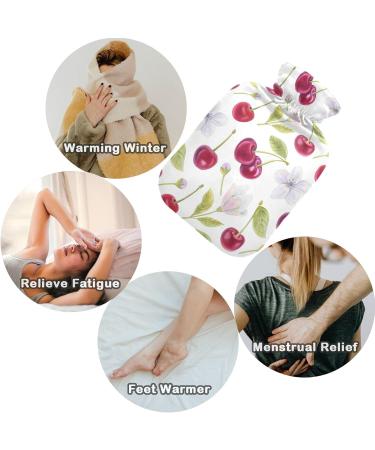Naanle 2L Large Transparent Hot Water Bottle - Cherries & Flowers Design for Pain Relief & Warmth | Perfect for Bed & Foot Therapy - Buy Online on GoSupps.com