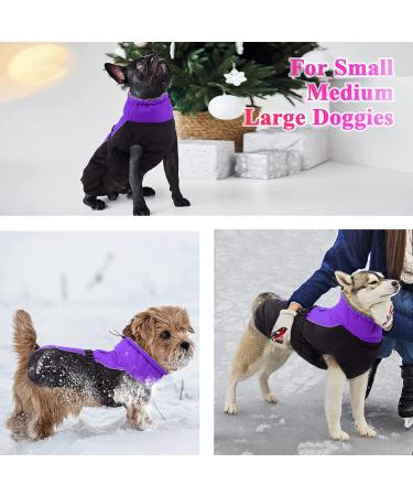 IECOii Extra Warm Reflective Adjustable Dog Jacket - Purple | Fleece Turtleneck Winter Coat for Small, Medium & Large Dogs - Buy Online on GoSupps.com