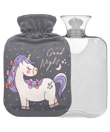 Naanle unicorn good night hot water bottle with reference transparent hot water bottle hot water bottle for bed handfoot warmer pain relief warmth and cold therapy large 2l