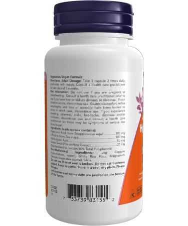 NOW - Hyaluronic Acid 100mg + Antioxidants 60 Vegetarian Capsules Unflavored 60 count (Pack of 1) - Buy Online on GoSupps.com