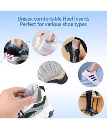Breathable Mesh Heel Grips - 4 Pieces Set for Men & Women | Anti-Slip Cushions for Loose, Large Shoes | Prevent Rubbing, Blisters & Slipping Out | Self-Adhesive Heel Protectors in Black & Beige - Buy Online on GoSupps.com