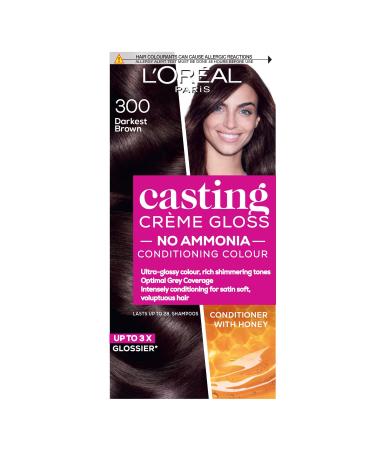 L Or al Paris Ammonia Free Semi-Permanent Hair Dye 300 Darkest Brown Glossy Hair Colour Natural Looking Finish For up to 28 Shampoos Casting Cr me Gloss 1 Application 300 Darkest Brown 1 Count (Pack of 1)
