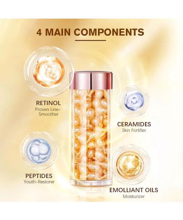 Retinol Serum - 90Capsules - Anti-Aging Retinol Serum for Face - Retinol Face Oil - Dark Spot Correcting Glow Serum - Hydrating Serum - Overnight Skin Care Serum for Anti-Wrinkle Daily Line Smoothing - Buy Online on GoSupps.com