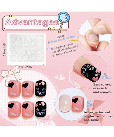 Kalolary 96PCS Kids False Nail Kit - Pre-glue Full Cover Dot Heart Pattern Short Nails with Nail Glue Sticker - Cute Gift for Little Girls - Buy Online on GoSupps.com