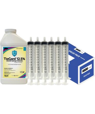TiaGard for Chickens 12.5% Tiamulin Liquid Concentrate (1 000 mL) w/ 6 Oral Syringes (10 mL 2 Tsp) - Generic for Denagard - Antibiotic Respiratory Drinking Water Solution - Chicken Flock Survival Kit