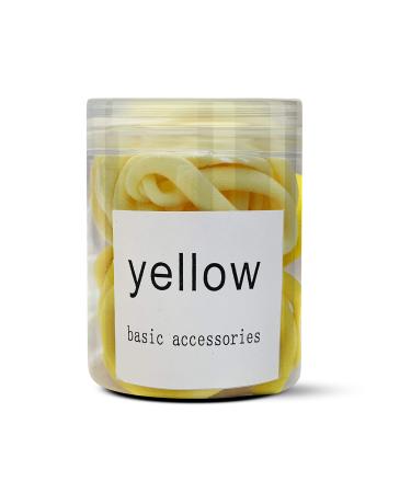 50 PCS Seamless Nylon Hair Ties Colorful Elastic Ponytail Holders for Women  Girls  Teens & Kids  Thick Hair  Thin Hair  Braided Accessories  Gift for Kids  No Damage  Organized in Collective Jar (Yellow)