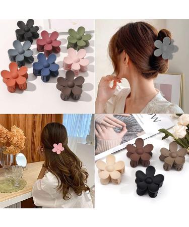 Aniuge 8Pcs Matte Flower Claw Clips for Thick Hair - Non-Slip Strong Hold Hair Accessories for Women and Girls (Dark Colors) - Buy Online on GoSupps.com