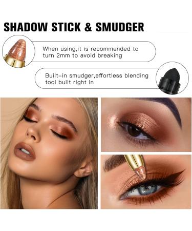 Eyeshadow Stick 2 in 1 Glitter Eyeshadow Pencil Waterproof Long-lasting Eyeshadow Brightener Smooth Shimmer Stick with Soft Brush for Eye Makeup (#06) - Buy Online on GoSupps.com