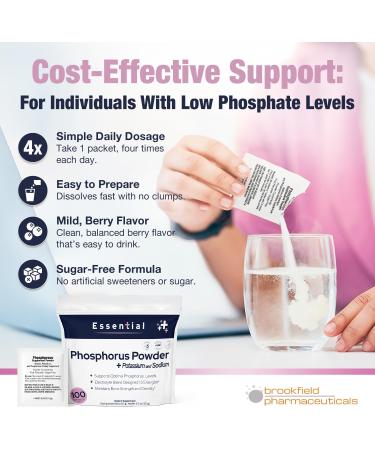 Phosphorus Supplements 100 Packets Dietary Supplements Powder with Sodium Phosphate and Potassium Phosphate Fruit Flavored Phosphorous Supplement Powder for Electrolyte Bone Health & Kidney Health - Buy Online on GoSupps.com