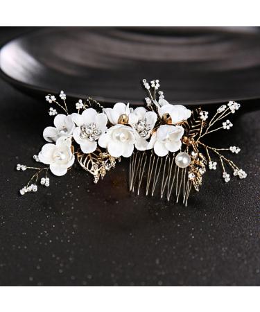 White Bridal Hairdressing Set 4 Pieces with 6 White Hair Pins Wedding Accessories Bridal Hair Pin Combs Floral Hair Pins Jewelry - Buy Online on GoSupps.com