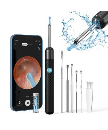 Ear Wax Removal Kit 1080P Wireless Otoscopes Earwax Removal Camera with 6 LED Lights Visual Ear Cleaner X6-black