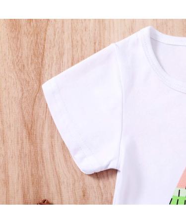 YOUNGER TREE Toddler Baby Girls Watermelon T-shirt + Linen Shorts Set | Summer Outfit with Belt | Pink 130 - Buy Online on GoSupps.com