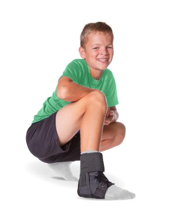 BraceAbility Lace Up Kids Ankle Brace - Pediatric Figure 8 Sprained Foot Support Wrap for Active Youth Children in Sports Basketball Protection Gymnastics Soccer and Volleyball (XS) X-Small