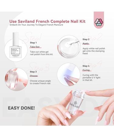 Saviland French Nails Stamp Set - Complete Nail Art Kit with UV Lamp Gel Polish & Stencils for Perfect Nail Designs - Buy Online on GoSupps.com