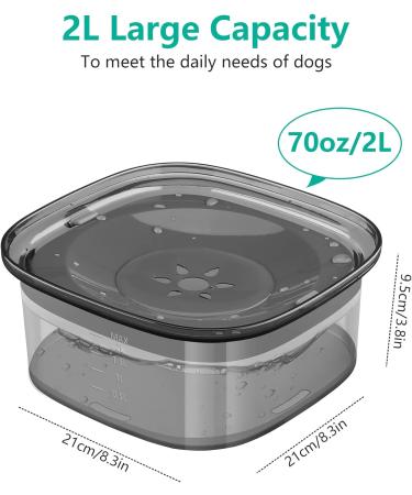 Pettom 2L Leakproof Dog Water Bowl | Non-Slip Travel-Friendly Design for Dogs | Antilabber & Large Black Pet Dispenser - Buy Online on GoSupps.com