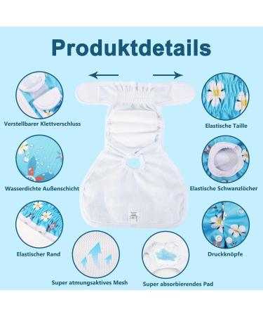 Demigreat High-Suction Folter Trousers for Bitches - Adjustable Dog Diapers with Cute Nied Flowers - 3 Pieces XS - Buy Online on GoSupps.com