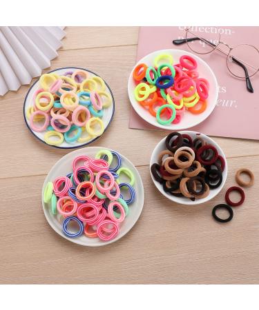 400 Pcs Soft Rainbow Hair Ties for Toddler Girls - Ponytail Bands Stretch Elastics - Curly Kids Hair Accessories in Pink - Buy Online on GoSupps.com