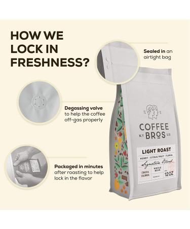 Coffee Bros. Light Roast Whole Bean 100% Arabica Blend - Ethiopia & Colombia - 12oz Bag - Gourmet Specialty Coffee - Buy Online on GoSupps.com
