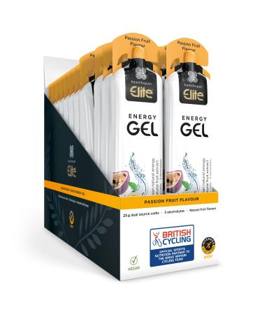 British Cycling Energy Gels | 25g Dual Source Fast Acting Carbs | 3 Electrolytes- Sodium Potassium & Calcium | Vegan (Passion Fruit)