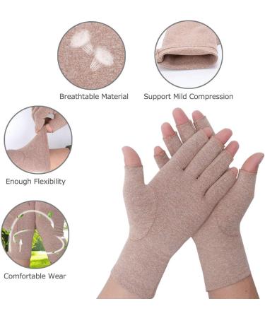 Compression Rheumatoid Arthritis Gloves for Joint Pain Relief - Fingerless Carpal Tunnel Gloves M Khaki - Buy Online on GoSupps.com