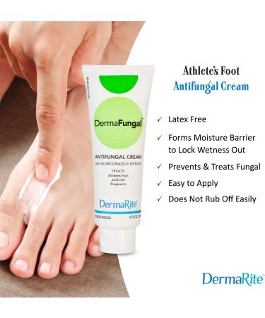 DermaRite Dermafungal Antifungal Cream 2 Pack - 3.75 Oz Tube - 2% Miconazole Nitrate - Treats Athlete's Foot, Jock Itch, Ringworm and Itchy Skin - Latex Free, Dermatologist Tested - Buy Online on GoSupps.com