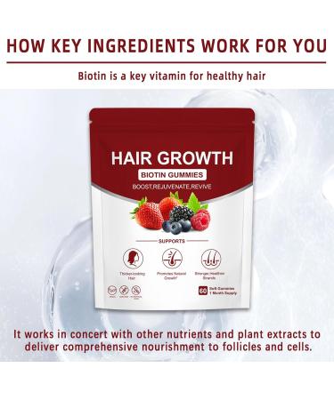 YYLLYY Hair Growth Vitamins Gummies | with Biotin Vitamin C & E Botanical Extracts | Supports Healthy Hair Growth & Strength Skin & Nail Care | Mixed Berry Flavor | Non-GMO - Buy Online on GoSupps.com