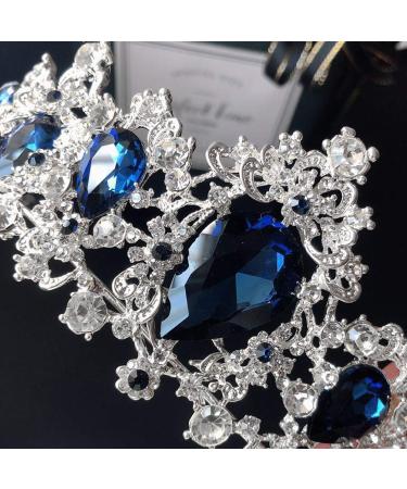 Buy Minkissy Dark Blue Crystal Crown Tiara - Vintage Rhinestone Headband for Weddings Proms & Pageants - Buy Online on GoSupps.com