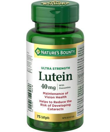 Nature's Bounty Ultra Strength Lutein 40mg with Zeaxanthin Eye Health Supplements Support Vision Health 75 Softgels