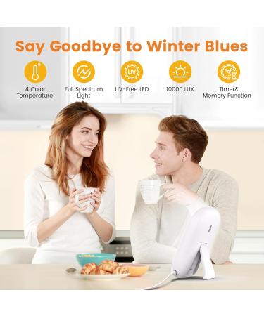LASTAR Sun Light 10 000 LUX UV-Free Daylight Lamp with Memory Function 5 Adjustable Brightness Levels and 4 Timer Funtion Sunlight Lamp Compact Size for Winter Blues Wall Mountable Support Smart Plug Light White - Buy Online on GoSupps.com