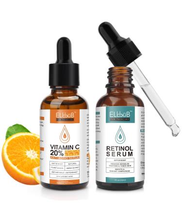 Day-Night Anti Aging Vitamin C Serum Retinol Serum For Face with Retinol & Amino Acids - Boost Skin Collagen,Hydrate & Plump Skin Facial Serum
