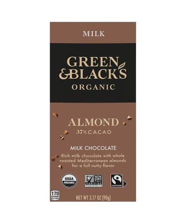Green & Black's Organic Milk Chocolate with Almonds Bar 34% Cacao - 10 Pack - Buy Online on GoSupps.com