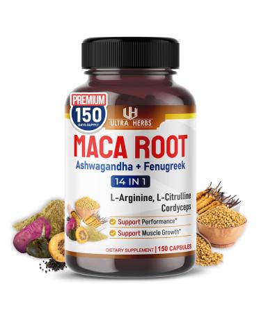 Peruana Maca Root Black, Red, Yellow | Maca Root Capsules Enhanced with Ginseng, Ashwagandha, Fenugreek | Support Stamina, Performance & Mood | 150 Capsules 150 count (pack of 1)
