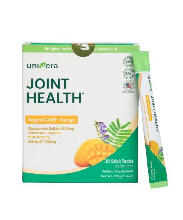 Glucosamine, Chondroitin, MSM and Univestin, All-in-one Joint Support, Easy to Carry, Mango Flavor (30-Day Supply) Mango 7.4 Ounce (Pack of 1)