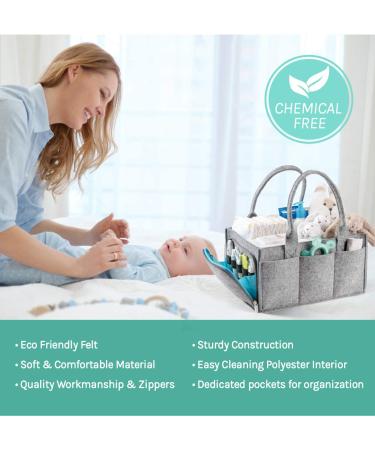 Mollieollie Premium Baby Diaper Caddy Organizer | Portable Nursery & Craft Storage Bin | Car Seat Tote with Zipper Pocket | Teal/Rose - Buy Online on GoSupps.com