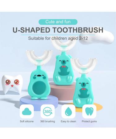 360 U-Shape Children s Toothbrush Set - Silicone Duck & Bear Design for Ages 2-6 | Best Kids Tooth Cleaning - Buy Online on GoSupps.com