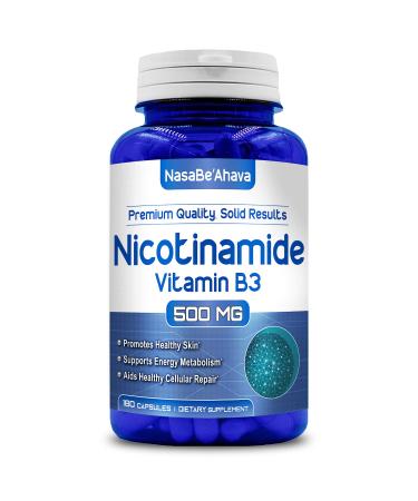 NasaBeahava Nicotinamide 500mg (180 Veggie Capsules) Vitamin B3 - NAD Booster to Support NAD, Anti Aging DNA Repair, Skin Cell Health & Energy, (Nicotinamide Flush Free) (1)