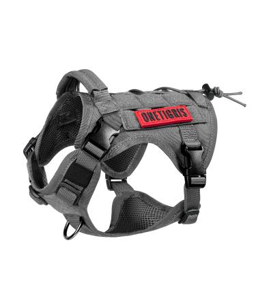 OneTigris Tactical Dog Vest Service Dog Harness MOLLE Dog Training Harness 1000D Nylon (M Grey) M Grey