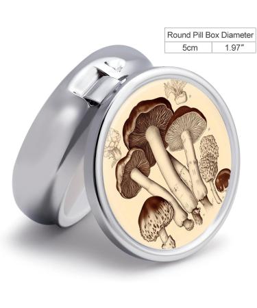 Vintage Mushroom Round Pill Box | 3 Compartment Medicine Organizer | Decorative Metal Travel Pill Case - Buy Online on GoSupps.com