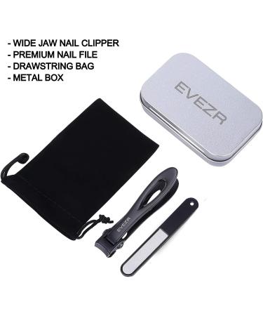 Evezr Heavy Duty Wide Jaw Nail Clippers for Thick Toenails | Stainless Steel Clipper with Nail File for Pedicure (Black) - Buy Online on GoSupps.com