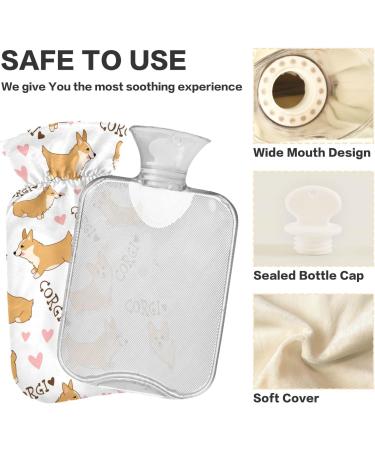 Cartoon Welsh Corgi Hot Water Bottle with Cover - 2L Heating Bag for Pain Relief | Perfect for Women | International Shipping - Buy Online on GoSupps.com