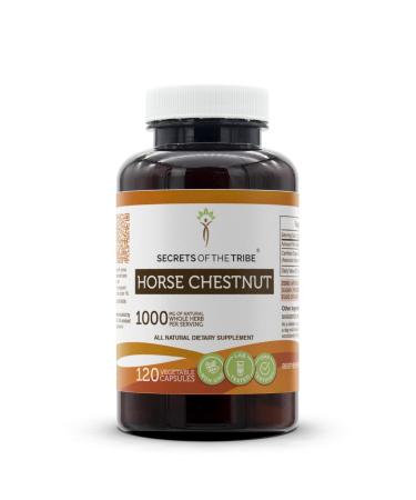 Secrets of the Tribe Horse Chestnut 120 Capsules 1000 mg Horse Chestnut (Aesculus hippocastanum) Dried Nut (120 Capsules) 120 Count (Pack of 1)