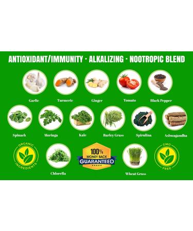 Organic Vegan Super Greens Capsules with Ashwagandha - Immune Support & Energy Boost - Detox Pills with Chlorella, Moringa, Spirulina, Turmeric, Kale - Whole Food Nutrients for Improved Digestion - Buy Online on GoSupps.com