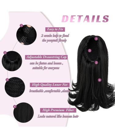 YUMOREAL Black Drawstring Ponytail Extension 14 Inch Curly | Synthetic Heat Resistant Fiber Hair Pieces | for Black Women & Girls | 1B (Natural Black) - Buy Online on GoSupps.com