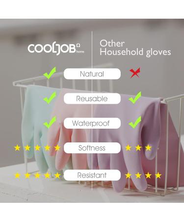 Cool Job Reusable Household Gloves - 3 Pairs Fragrant Rubber Non-Slip & Waterproof Long Sleeve Kitchen & Cleaning - Size M (Purple Rose Sage) - Buy Online on GoSupps.com