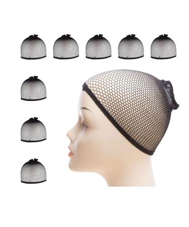 8x wig cap wig hood hair net wig stocking undercap made of elastic nylon black (8x net) 8 net