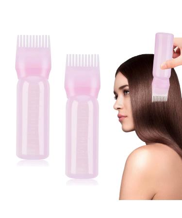 2pcs Pink Root Comb Applicator Bottle Oil Applicator Bottle For Hair Hair Oil Applicator Oil Bottle For Hair Treat Hair At Home More Convenient More Efficient Approach Hair Maintenance and Care