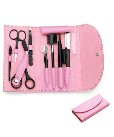 8 PCS/SET Professional Eyebrow Shaping Grooming Kit - Beauty Tools Set with Leather Bag Eyebrow Grooming Kit for Women & Men, Eyebrow Trimming Kit With Razor Eyebrow Scissors and Brush with Comb